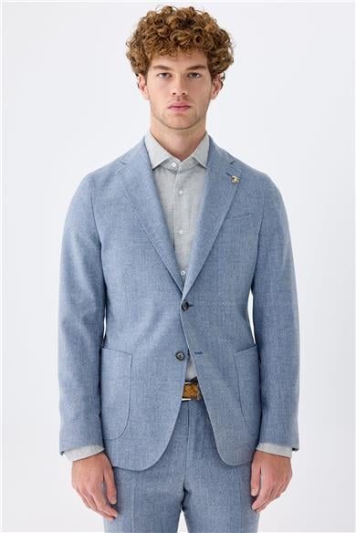 Mavi Kareli Yün Takım Elbise