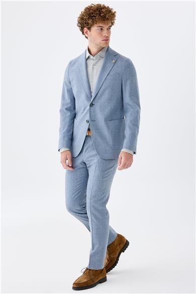 Mavi Kareli Yün Takım Elbise