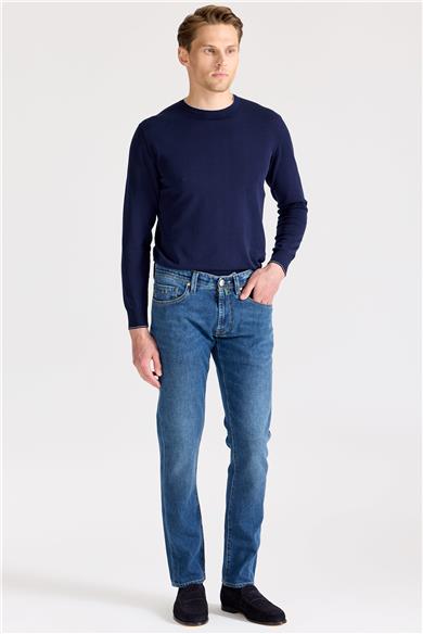 Mavi Kaşmirli Denim Pantolon