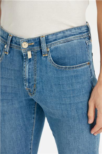 Mavi Keten Karışımlı Denim Pantolon