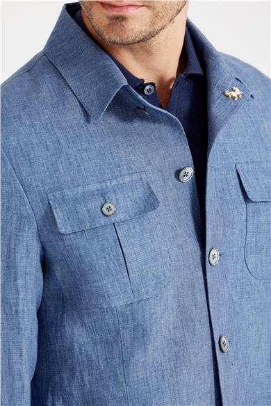 Mavi Keten Safari Ceket