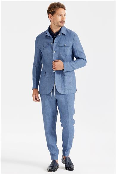 Mavi Keten Safari Ceket