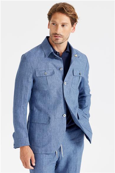 Mavi Keten Safari Ceket