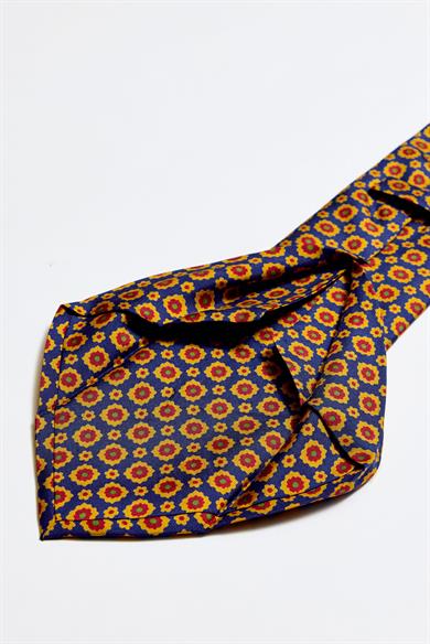 Mavi Kırmızı 5 Fold İpek Kravat