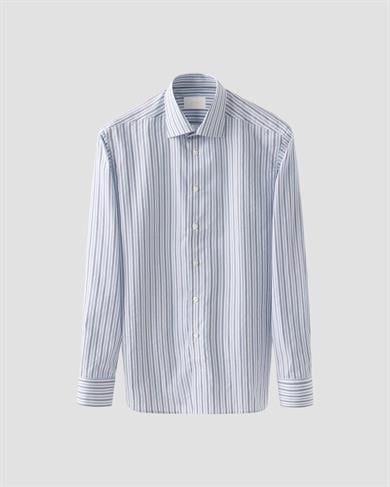 Mavi Lacivert  Çizgili Elevated Pique Gömlek 