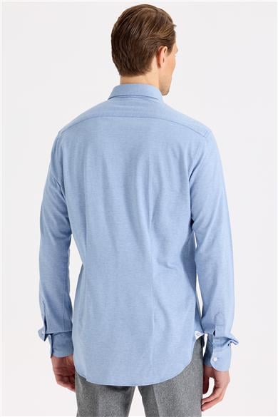 Mavi Pamuk Kaşmir Gömlek