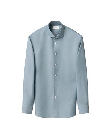 Mavi Pamuk Keten İpek Gömlek 