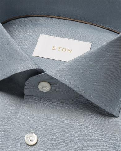 Mavi Pamuk Keten İpek Gömlek 