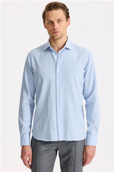 Mavi Pamuk Teknik Gömlek