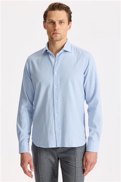 Mavi Pamuk Teknik Gömlek