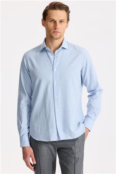 Mavi Pamuk Teknik Gömlek