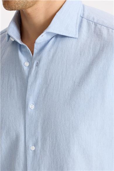 Mavi Pamuk Teknik Gömlek