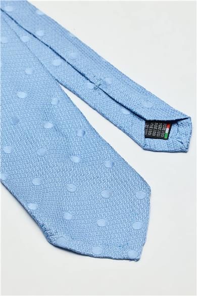 Mavi Puantiyeli Garza İpek Kravat