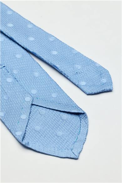 Mavi Puantiyeli Garza İpek Kravat