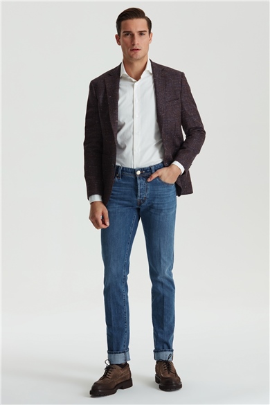 Mavi Renk Taşlamalı Leonardo Denim Pantolon