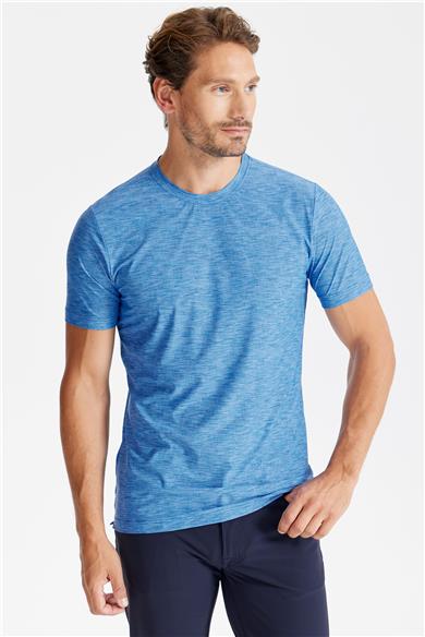 Mavi Sıfır Yaka Teknik Kumaş T-shirt