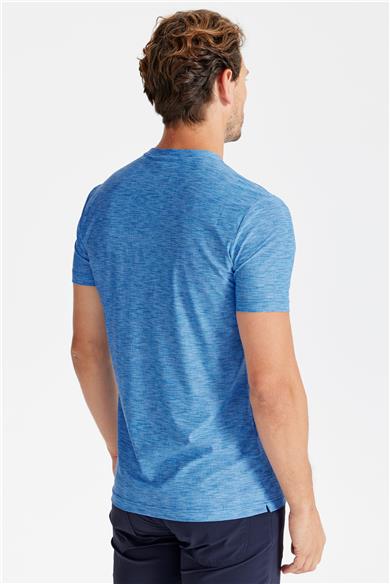 Mavi Sıfır Yaka Teknik Kumaş T-shirt