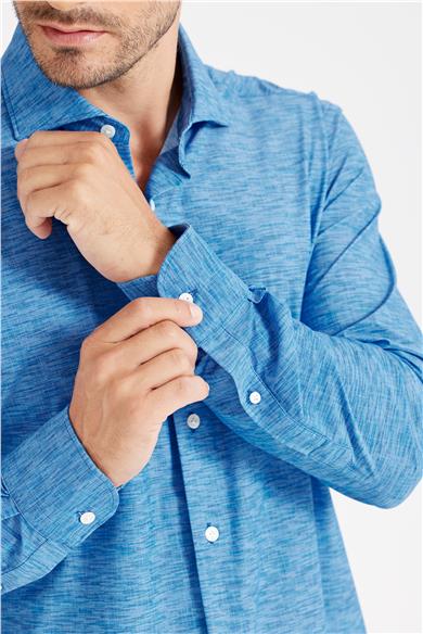 Mavi Teknik Kumaş Gömlek