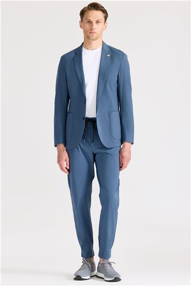 Mavi Teknik Kumaş Takım Ebise