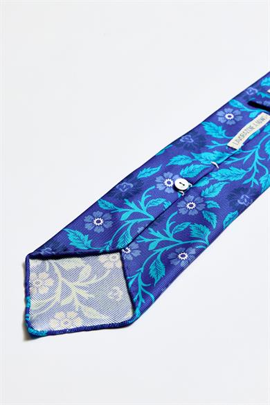 Mavi Turkuaz Astarsız 3 Fold İpek Kravat