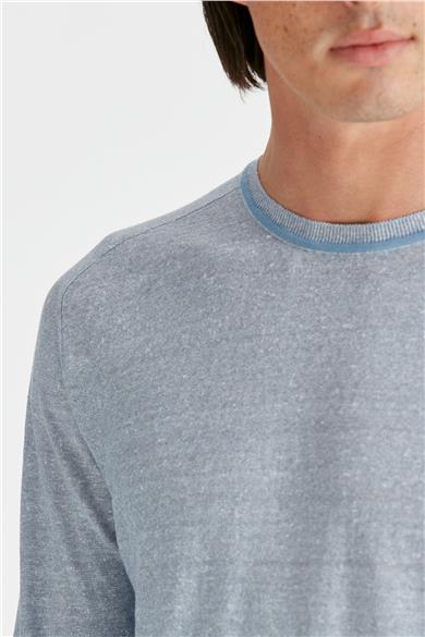 Mavi Uzun Kollu Pamuk Triko