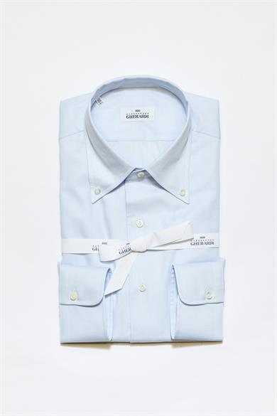 Mavi Yaka Düğmeli One-Piece Pamuk Gömlek