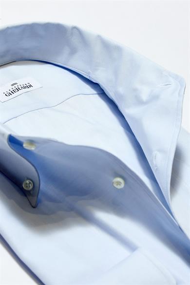 Mavi Yaka Düğmeli One-Piece Pamuk Gömlek