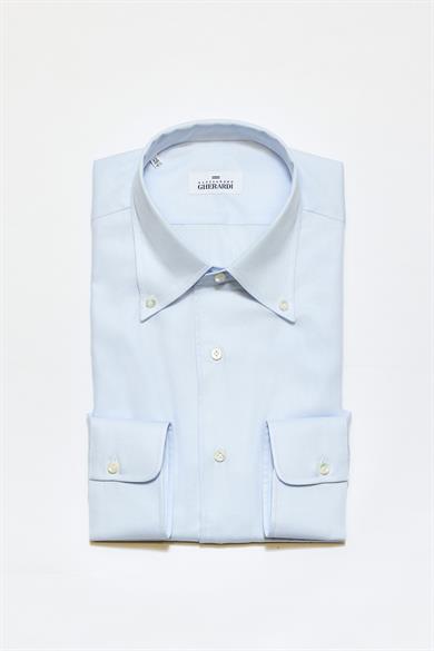 Mavi Yaka Düğmeli One-Piece Pamuk Gömlek