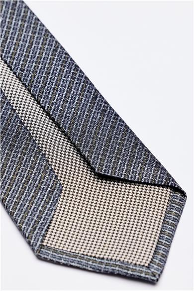 Mavi Yeşil Melanjlı 5 Fold İpek Kravat