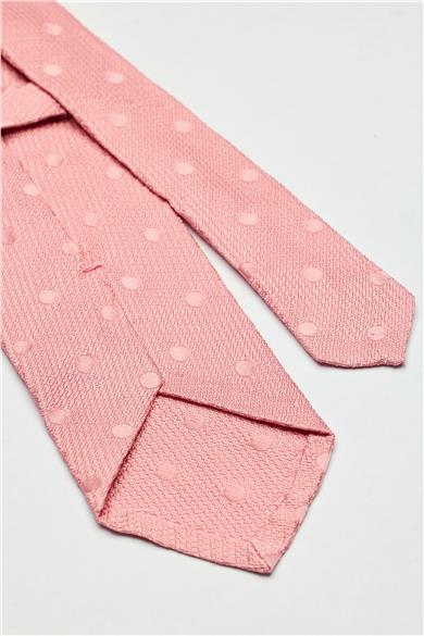 Pembe Puantiyeli Garza İpek Kravat