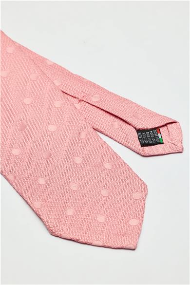 Pembe Puantiyeli Garza İpek Kravat