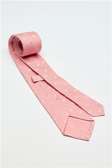 Pembe Puantiyeli Garza İpek Kravat