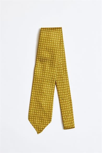 Sarı Astarsız 5 Fold İpek Kravat