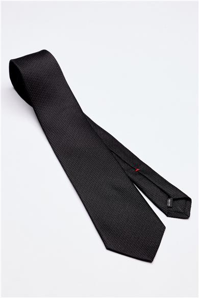 Siyah 7 Fold Örgü İpek Kravat