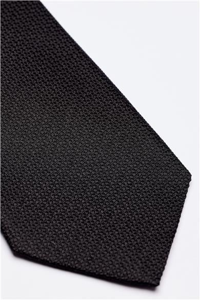Siyah 7 Fold Örgü İpek Kravat