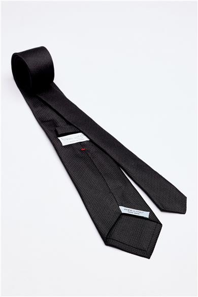 Siyah 7 Fold Örgü İpek Kravat