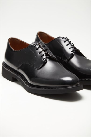 Siyah Bağcıklı Deri Ayakkabı