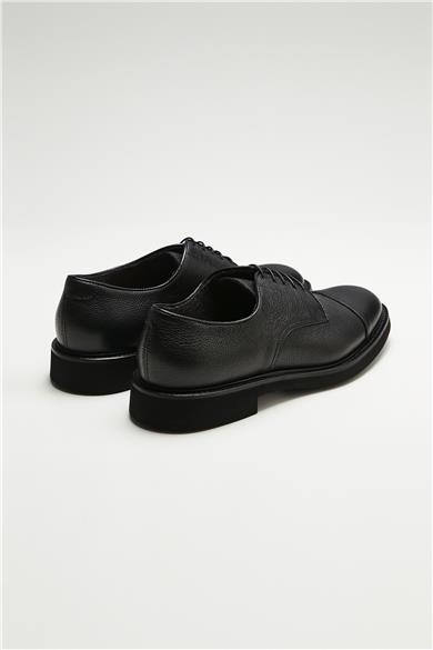 Siyah Bağcıklı Derby Deri Ayakkabı