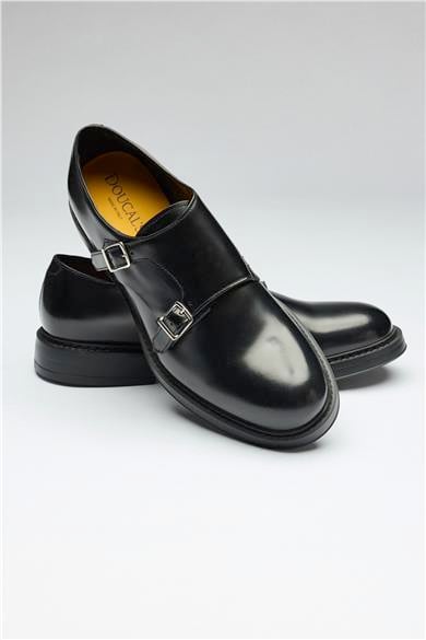 Siyah Tokalı Deri Ayakkabı