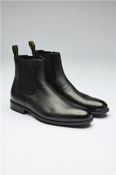 Siyah Bantlı Deri Bot