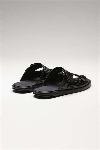 Siyah Bantlı Erkek Deri Sandalet