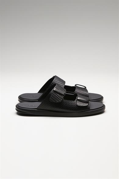 Siyah Bantlı Erkek Deri Sandalet