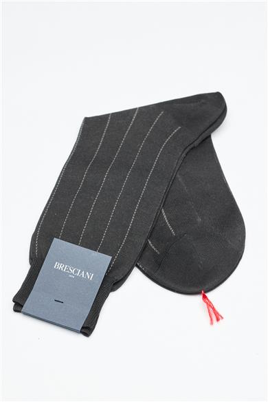 Siyah Çizgili Merserize Pamuk Çorap