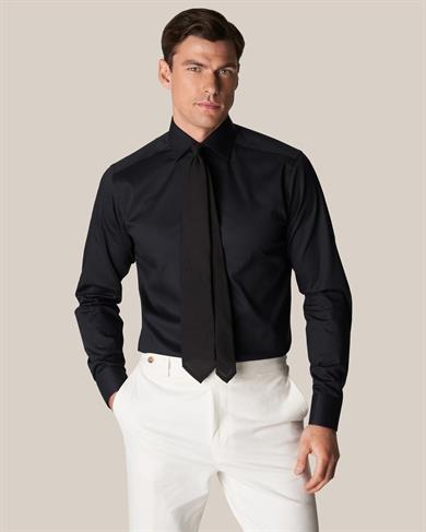 Siyah Comfort Esnek Twill Pamuk Gömlek