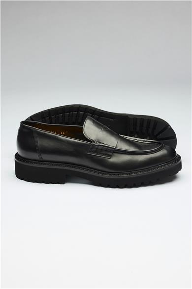 Siyah Deri Penny Loafer 