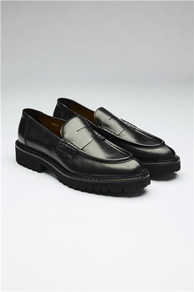 Siyah Deri Penny Loafer 