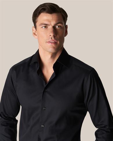 Siyah Esnek Twill Pamuk Gömlek