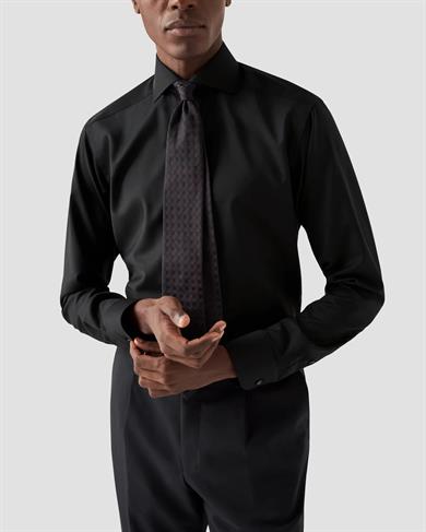 Siyah İnce Merino Yün Gömlek