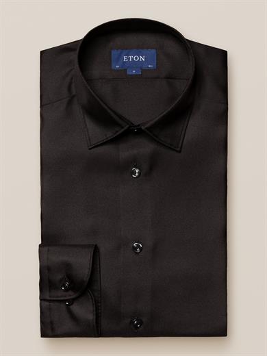Siyah İpek Twill Gömlek