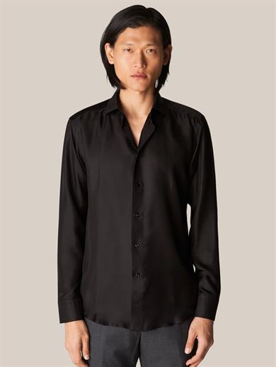 Siyah İpek Twill Gömlek